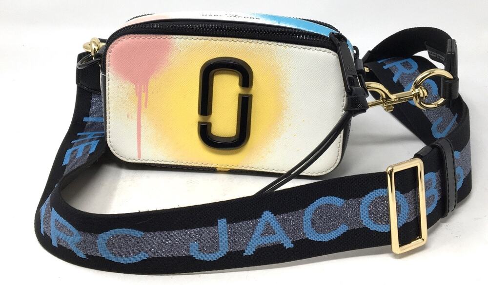 Marc Jacobs The Snapshot Spray Paint Women's Leather Bag White/Yellow/Pink